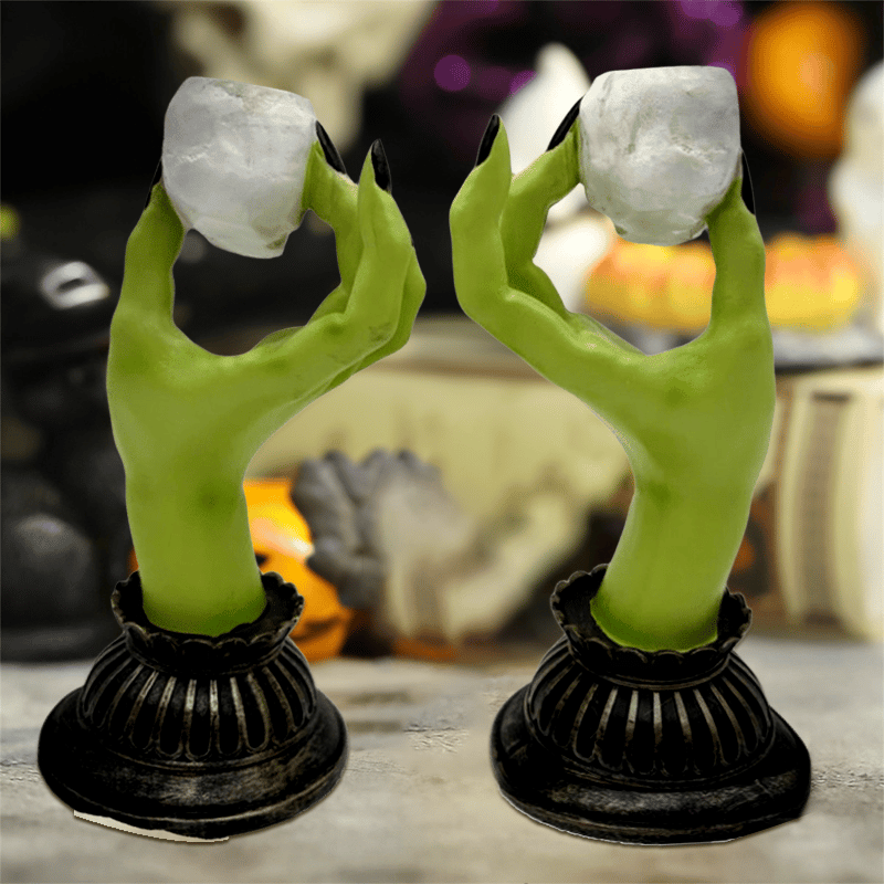 Witch Hand Skull Candle Holder