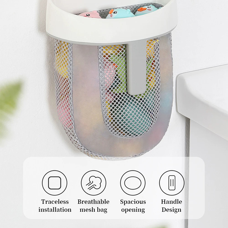 🛁 Hanging Bath Toy Storage – Quick-Dry Mesh Organizer