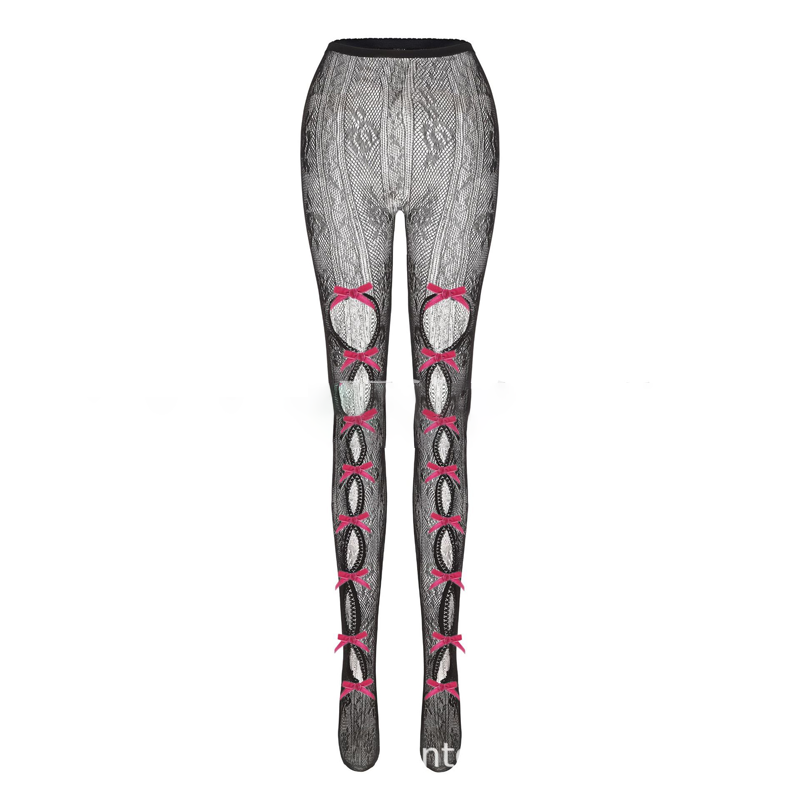 🔥Most Popular😍 Sweetheart Striped Net Tights with Bow