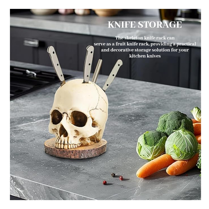 Gothic Resin Skull Knife Block