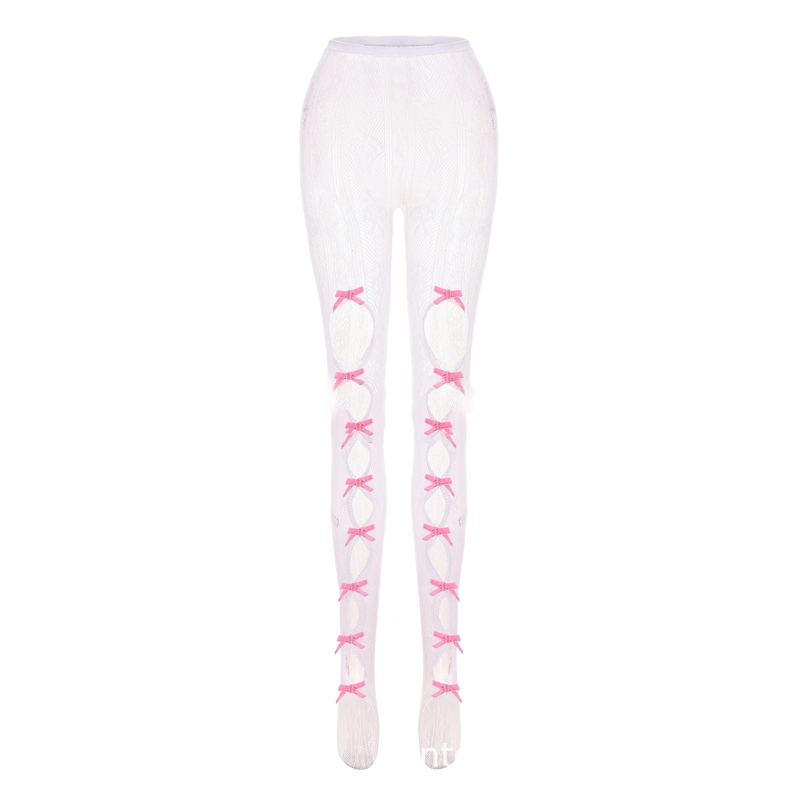 🔥Most Popular😍 Sweetheart Striped Net Tights with Bow