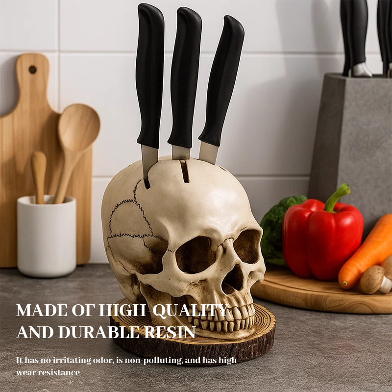 Gothic Resin Skull Knife Block