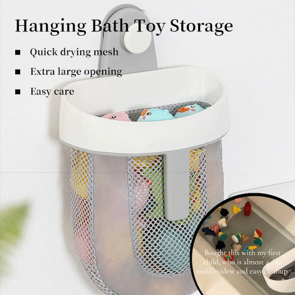 🛁 Hanging Bath Toy Storage – Quick-Dry Mesh Organizer