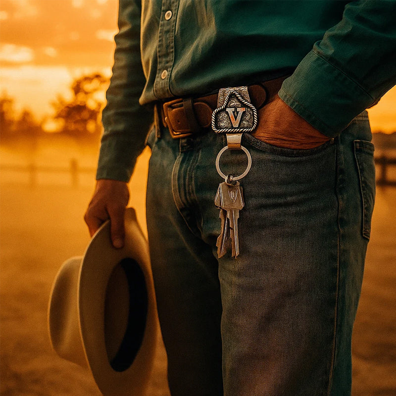 🤠 Western Cowboy Initial Keychain – Rugged Charm To-Go!