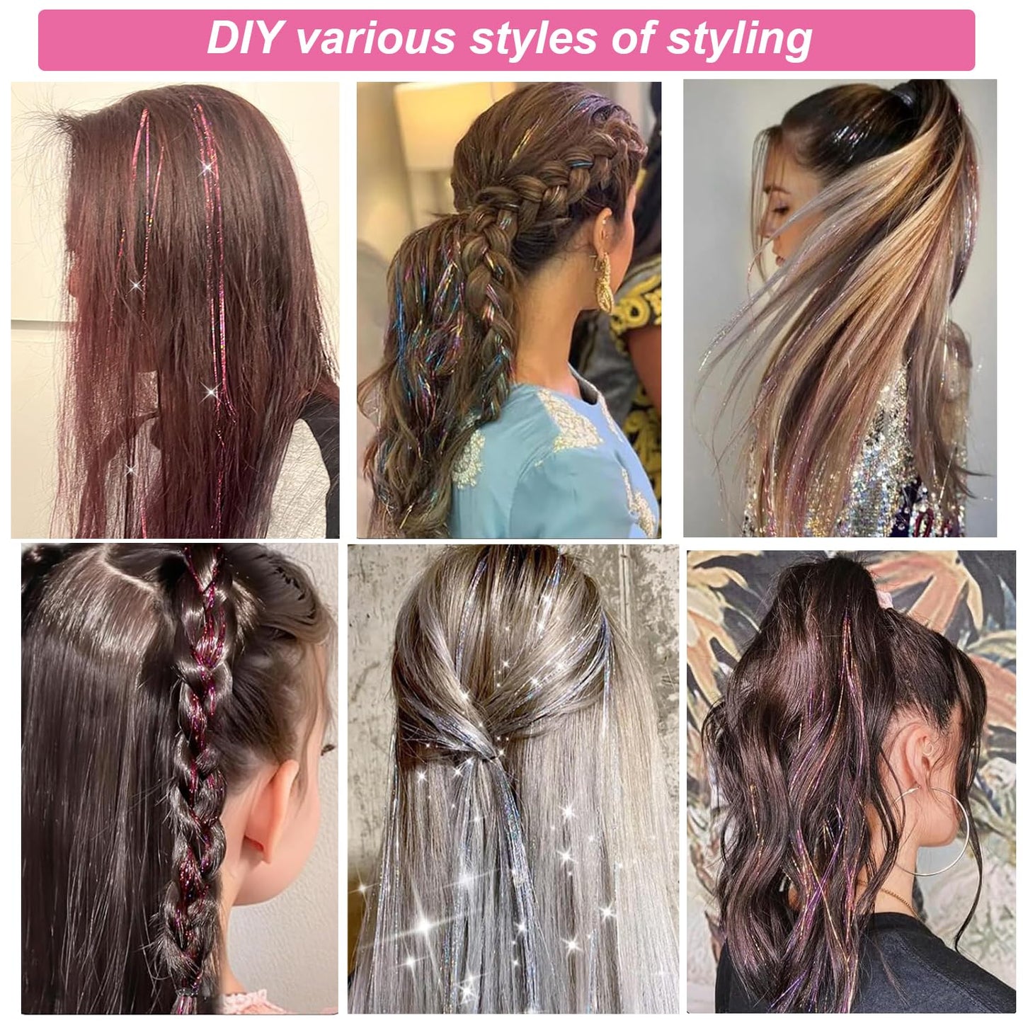 Hair Tinsel Clip in 6 pcs 🌟