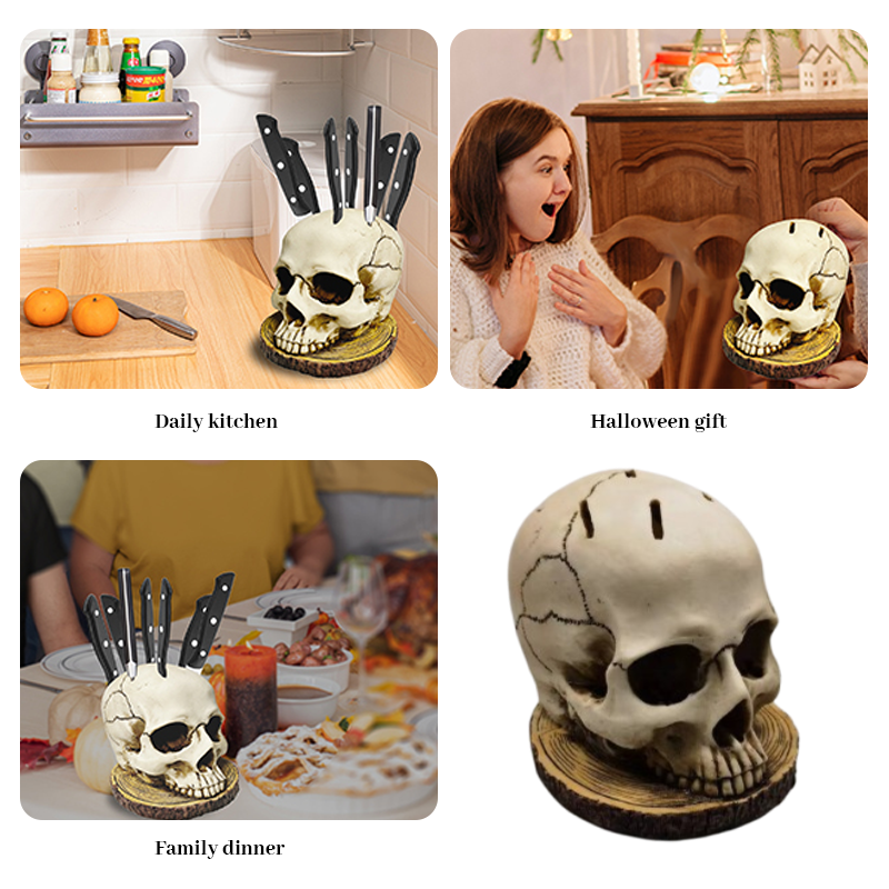Gothic Resin Skull Knife Block