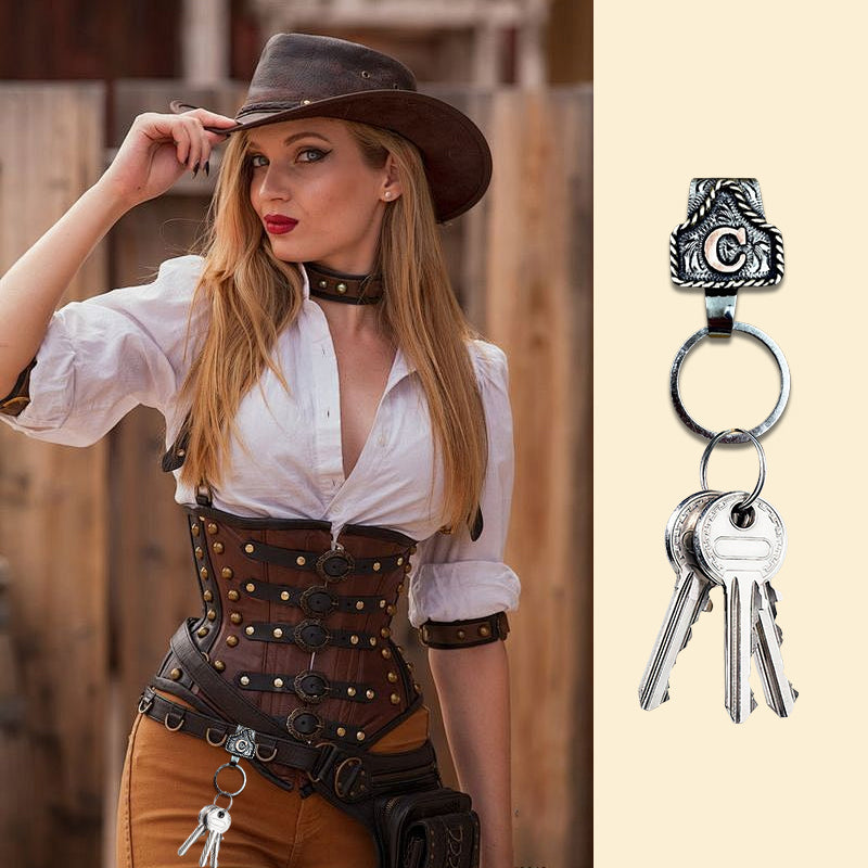 🤠 Western Cowboy Initial Keychain – Rugged Charm To-Go!