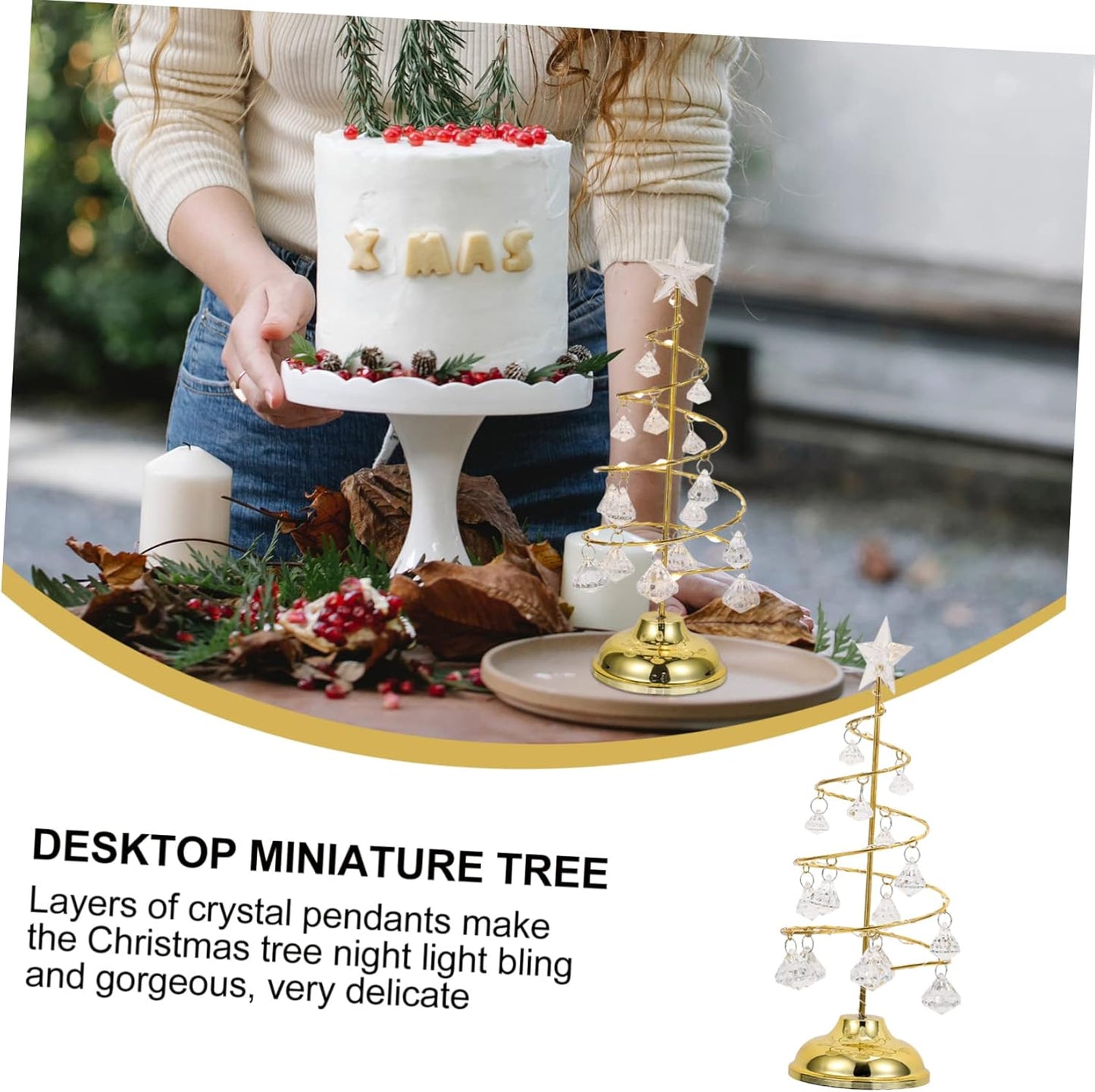 🎄 LED Christmas Tree Night Light – Crystal Holiday Table Decor 🎁