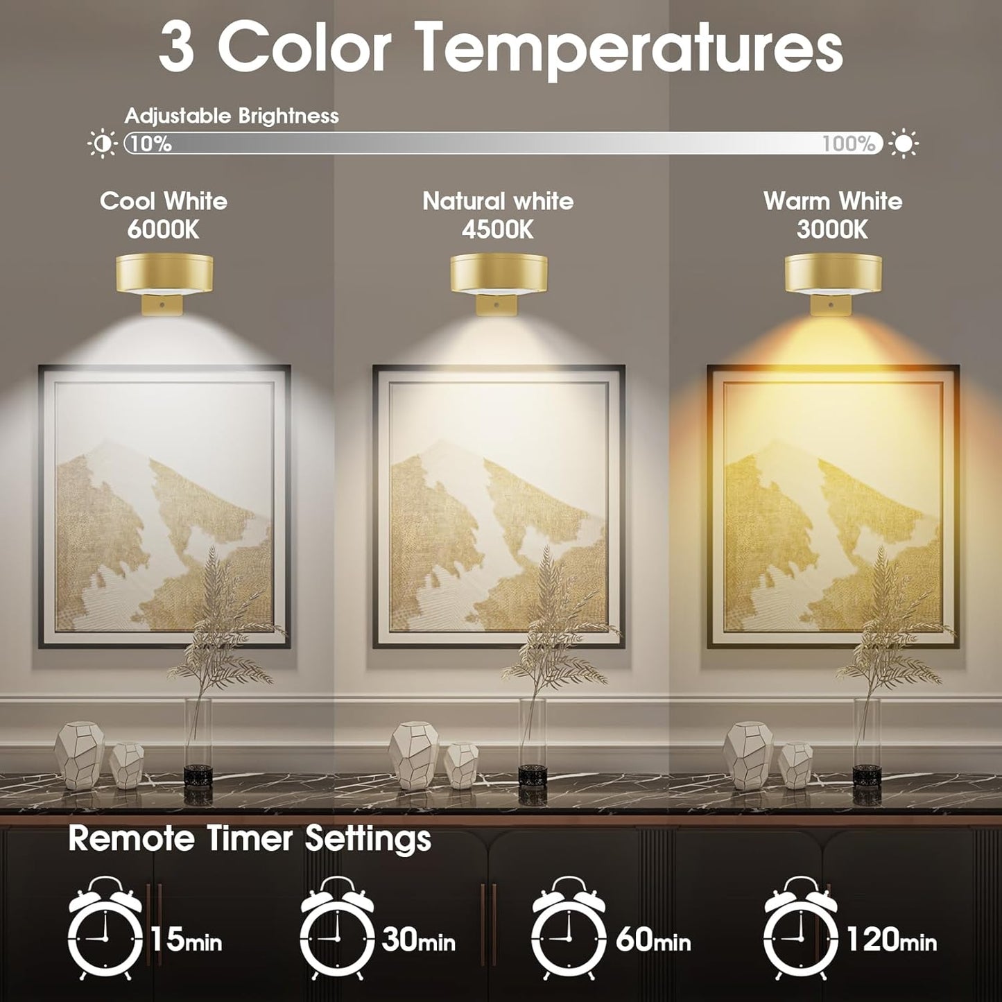 🎨 Magnetic Art Display Lights 3-Pack – Remote & Timer 💡