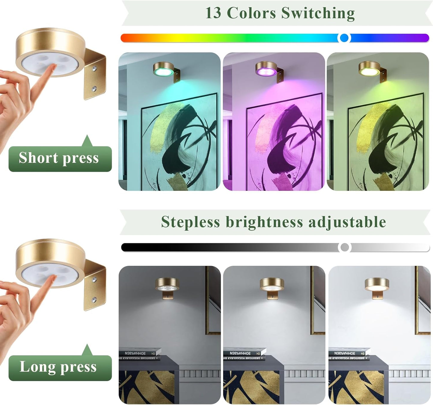 🎨 Magnetic Art Display Lights 3-Pack – Remote & Timer 💡