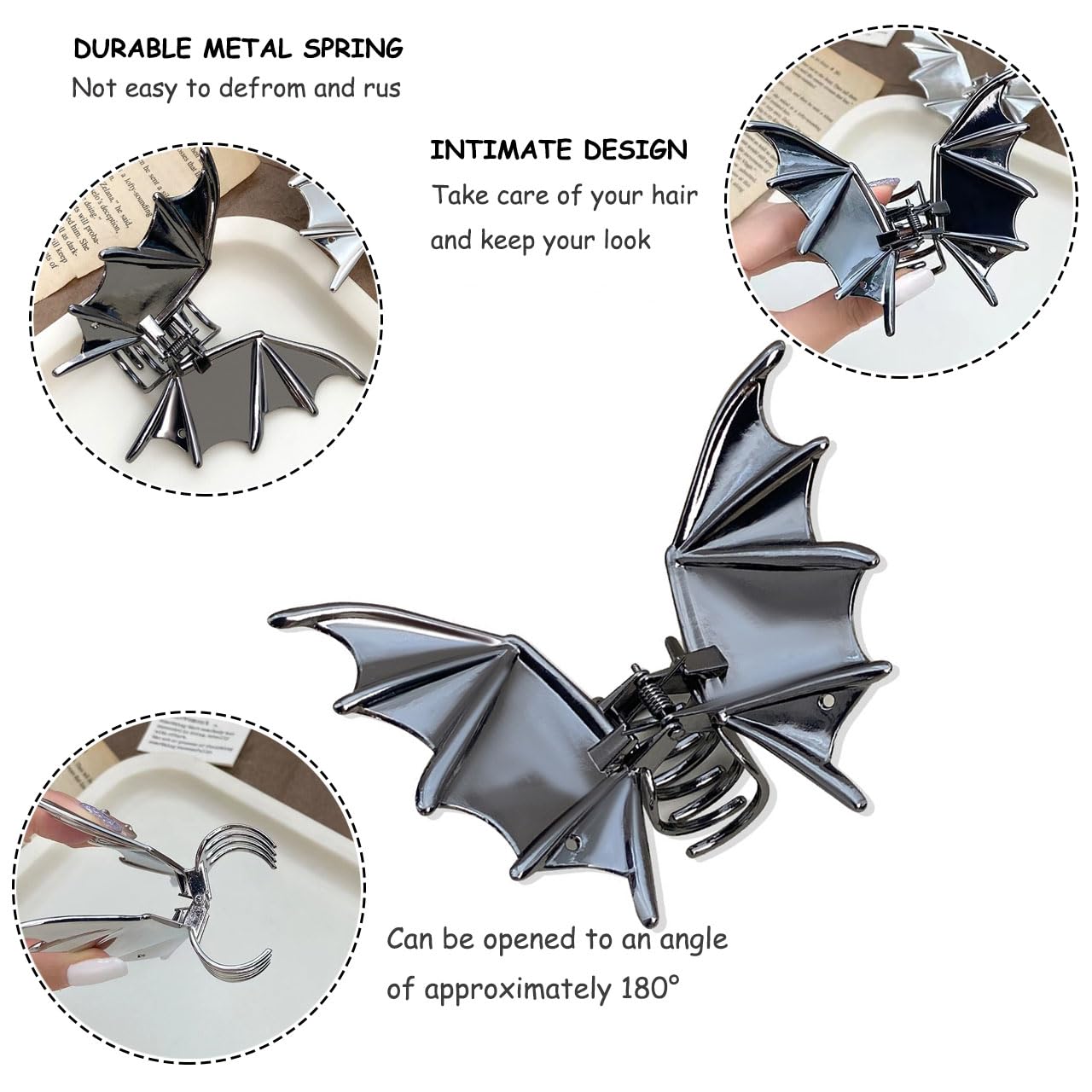 🎃 Must-Have Halloween Accessory! Bat Wing Hair Claw Clips 🦇