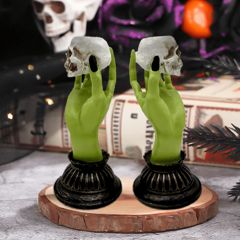 Witch Hand Skull Candle Holder