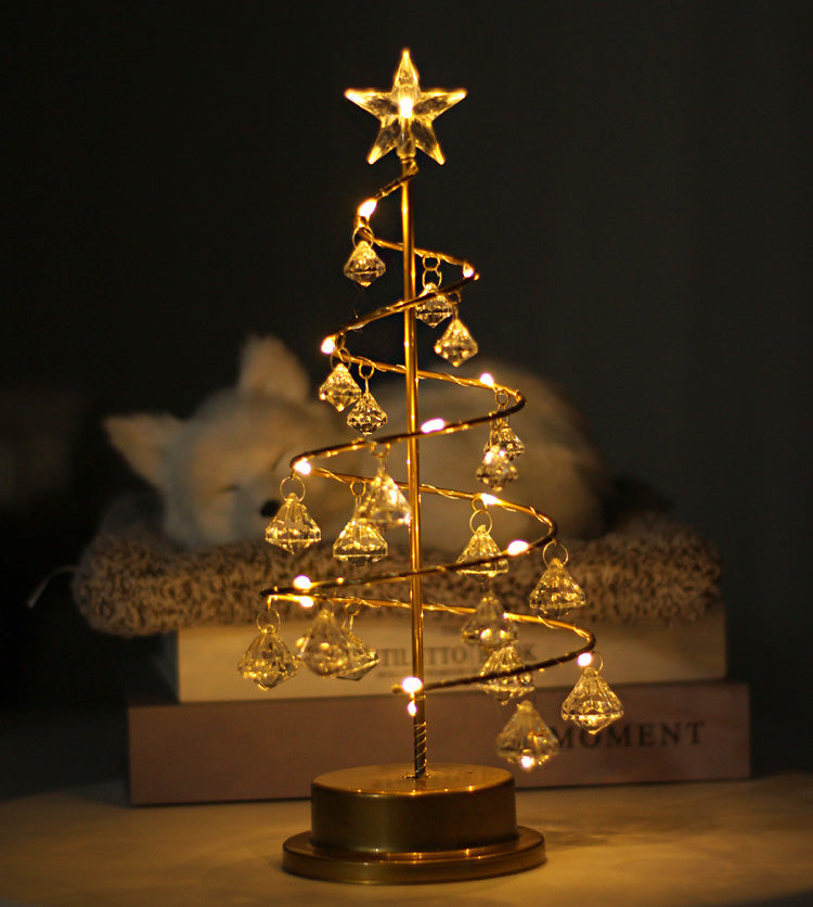 🎄 LED Christmas Tree Night Light – Crystal Holiday Table Decor 🎁