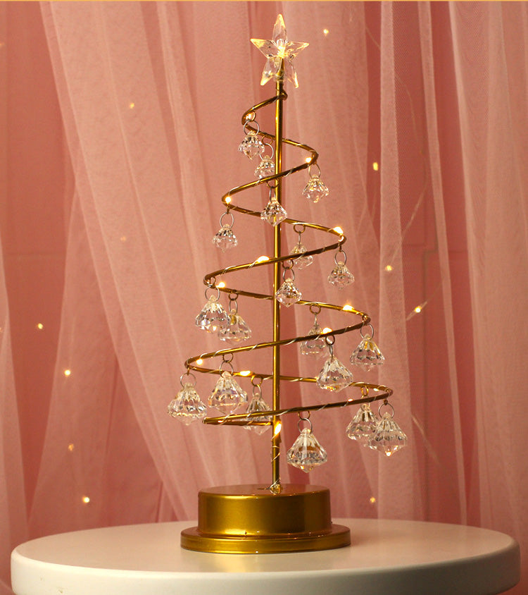 🎄 LED Christmas Tree Night Light – Crystal Holiday Table Decor 🎁