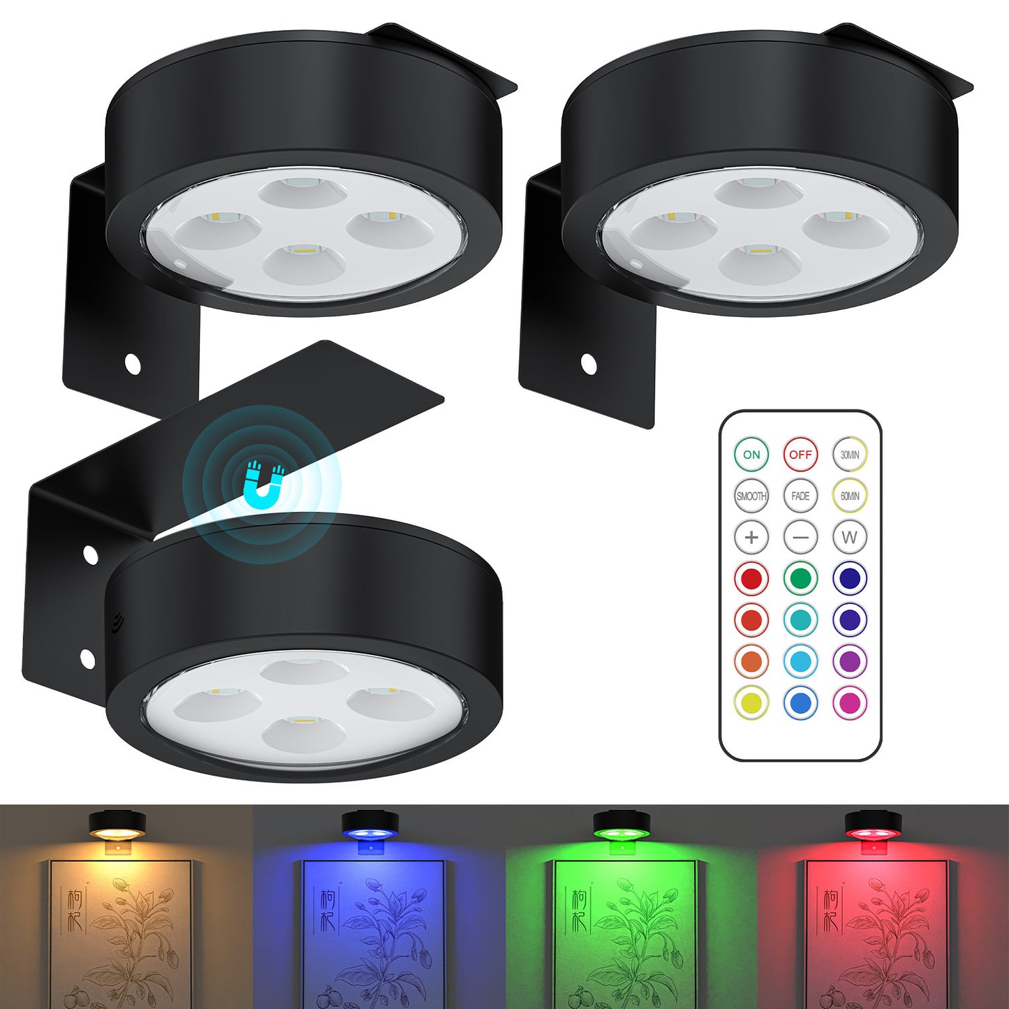 🎨 Magnetic Art Display Lights 3-Pack – Remote & Timer 💡