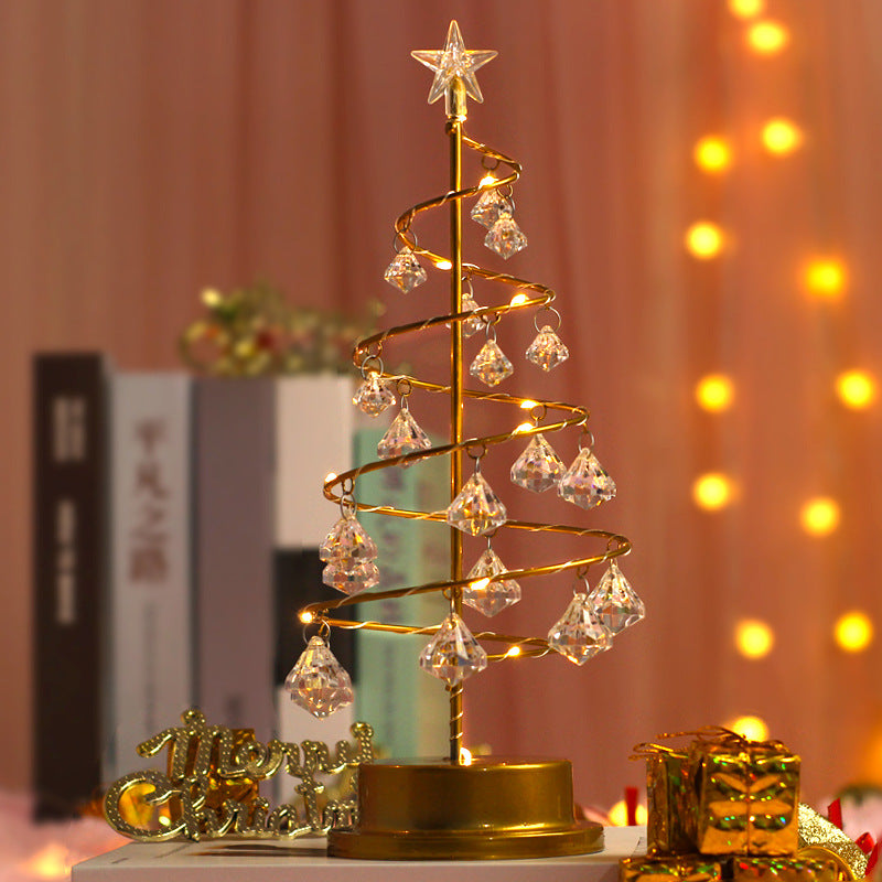 🎄 LED Christmas Tree Night Light – Crystal Holiday Table Decor 🎁