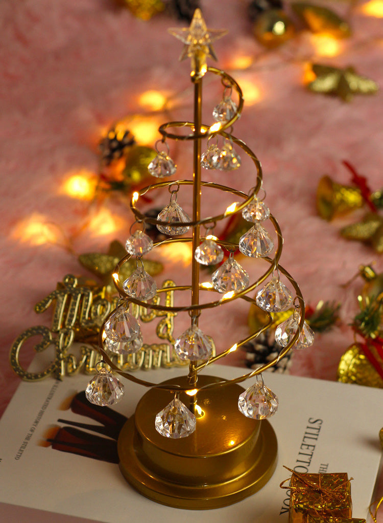 🎄 LED Christmas Tree Night Light – Crystal Holiday Table Decor 🎁