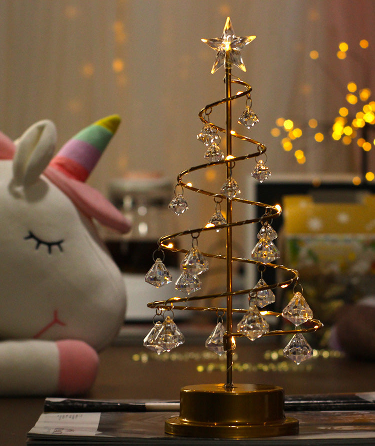 🎄 LED Christmas Tree Night Light – Crystal Holiday Table Decor 🎁