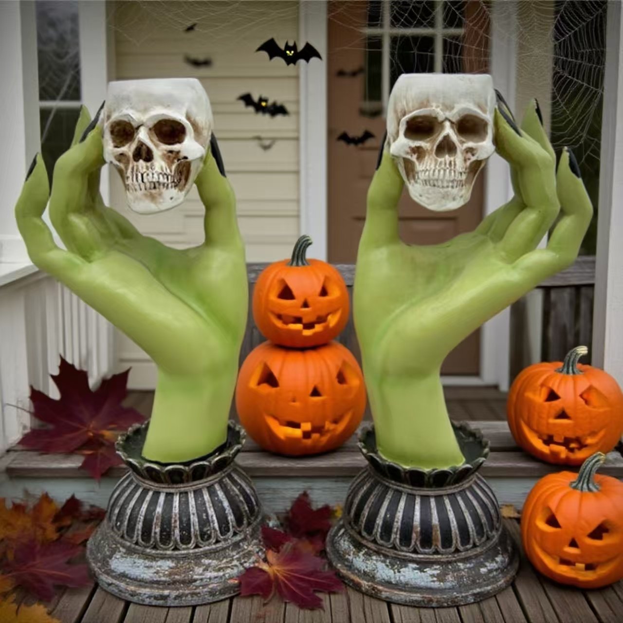 Witch Hand Skull Candle Holder