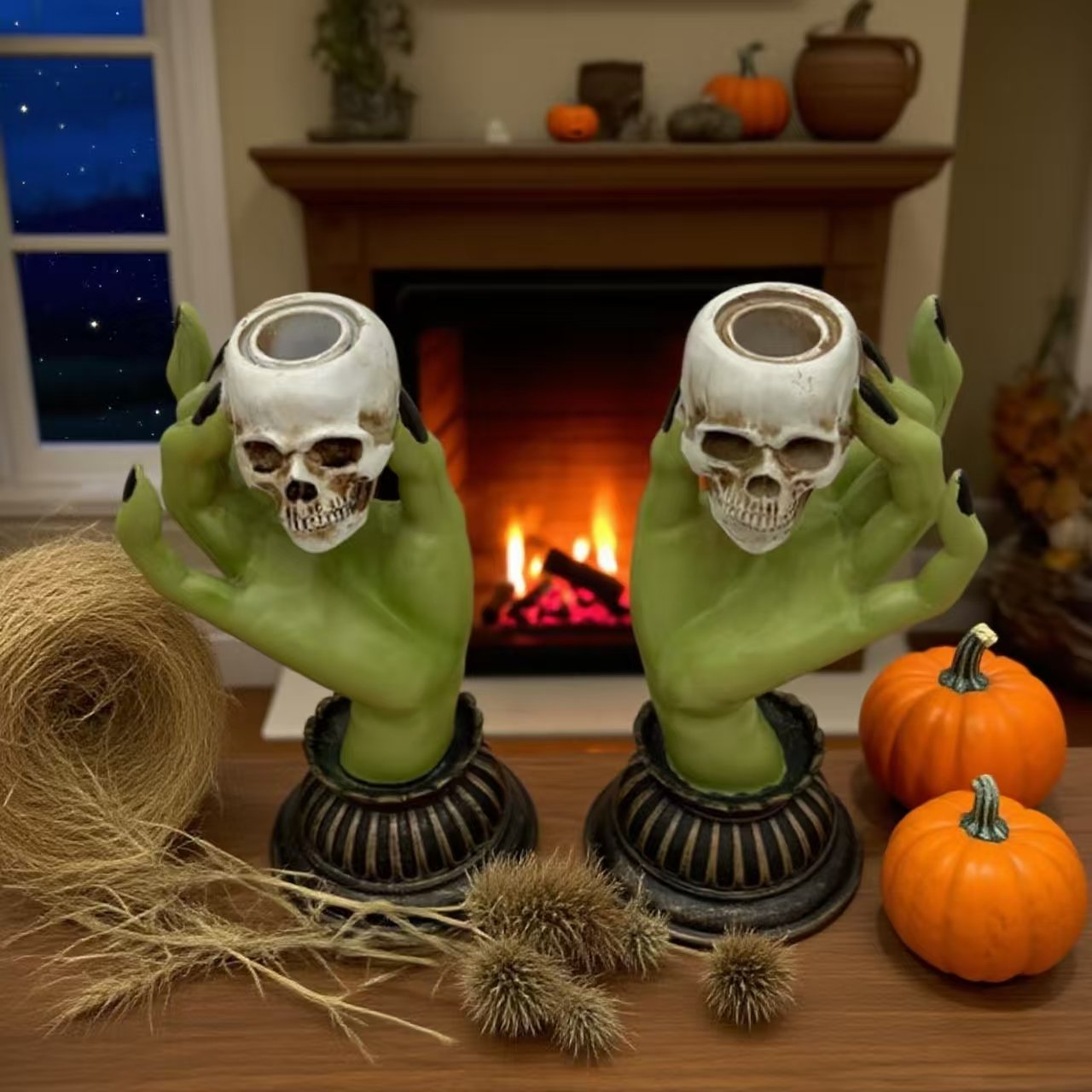 Witch Hand Skull Candle Holder