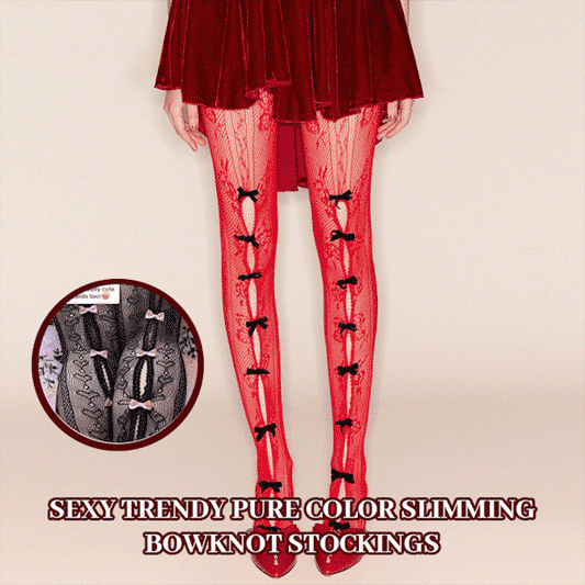 🔥Most Popular😍 Sweetheart Striped Net Tights with Bow