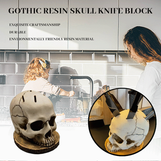Gothic Resin Skull Knife Block