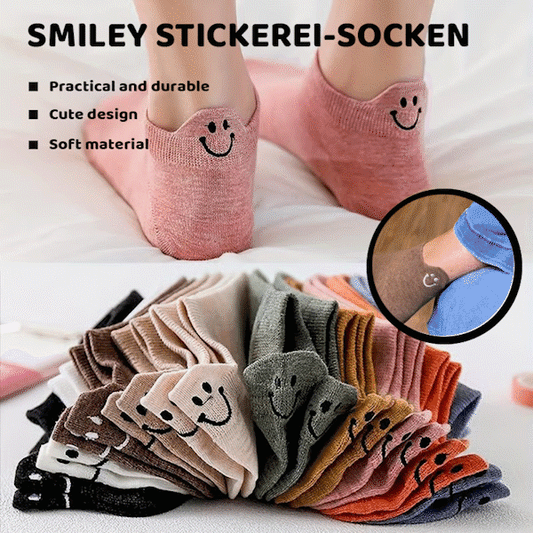 🔥10 Pairs Four Seasons Cartoon Embroidered Smiling Face Socks
