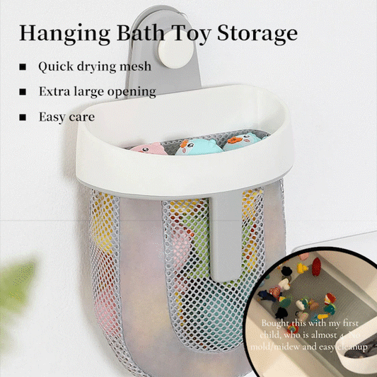 🛁 Hanging Bath Toy Storage – Quick-Dry Mesh Organizer