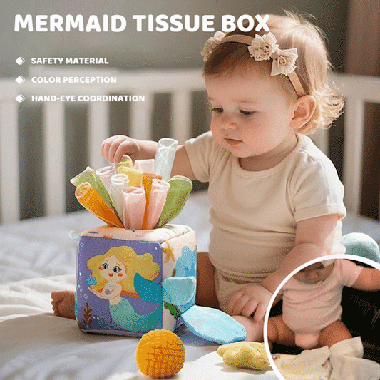 🧜‍♀️ Mermaid Baby Tissue Box Toy – Sensory Play, Endless Fun for Babies!