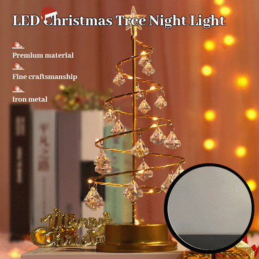 🎄 LED Christmas Tree Night Light – Crystal Holiday Table Decor 🎁